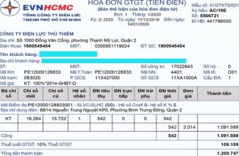 Vay theo hóa đơn tiền điện, vay tiền theo hóa đơn điện